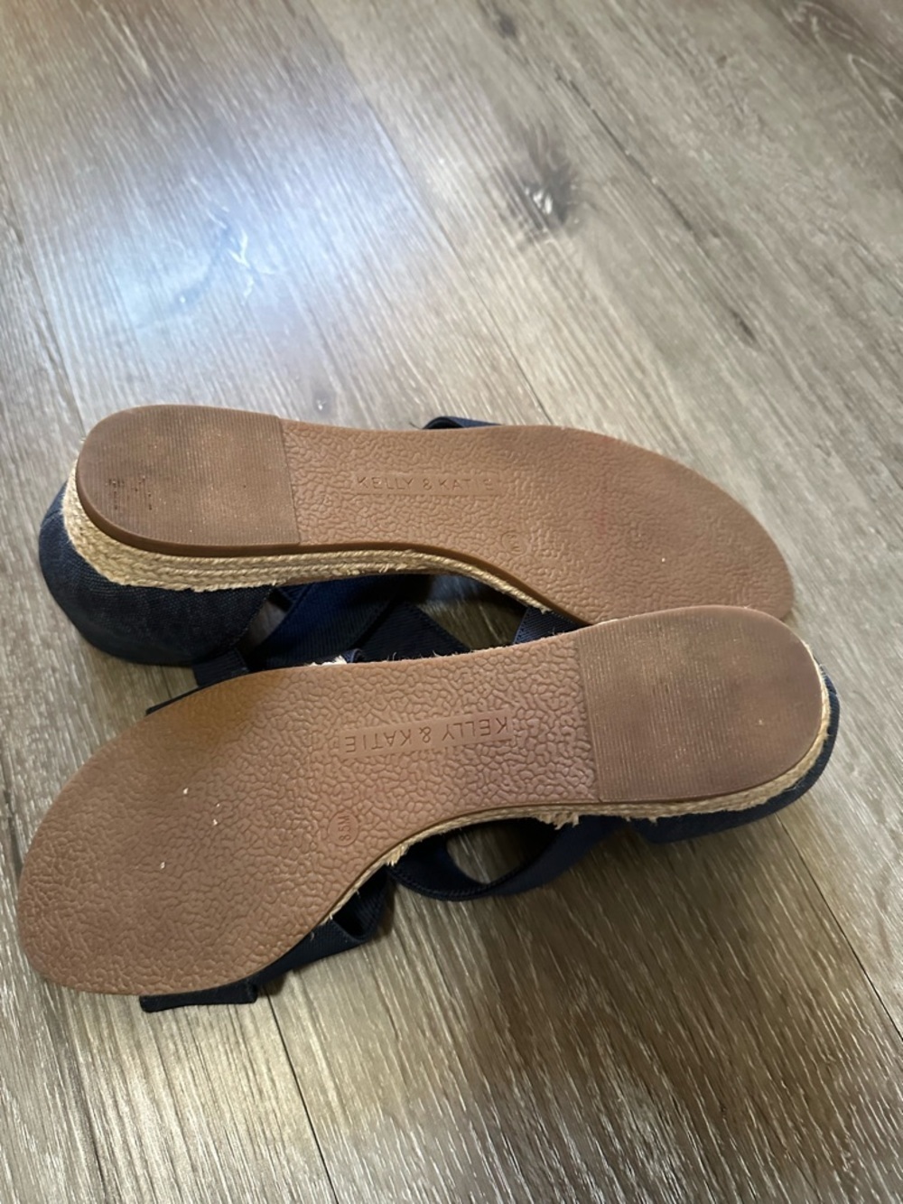 Kelly & Katie Navy Crisscross Elastic Wedge Sandal - Picture 5 of 7